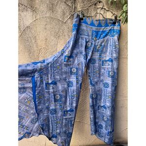 Blue Flowy Hippy Silk Pants